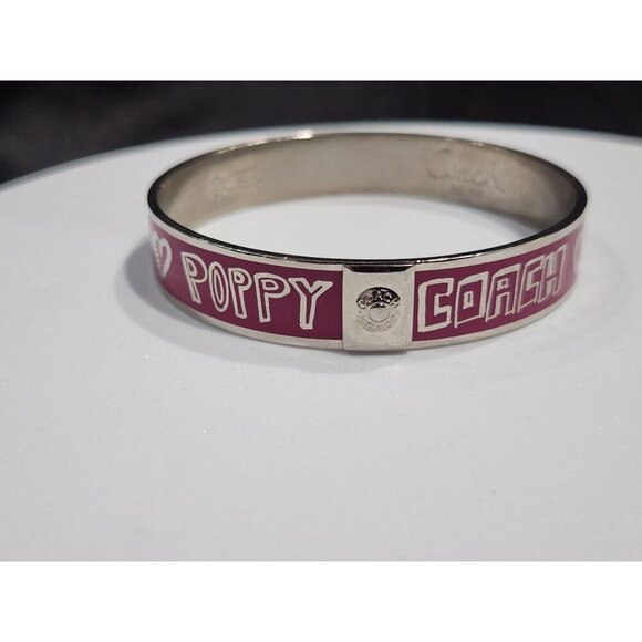 Coach Poppy Pink & Silver Bangle Bracelet Limited Edition - Picture 6 of 6